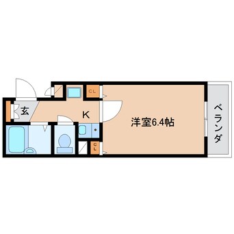 間取図 近鉄難波線・奈良線/富雄駅 徒歩10分 2階 築27年