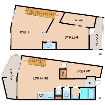 間取図 近鉄難波線・奈良線/学園前駅 バス10分東登美ヶ丘1丁目下車:停歩1分 2階 築22年