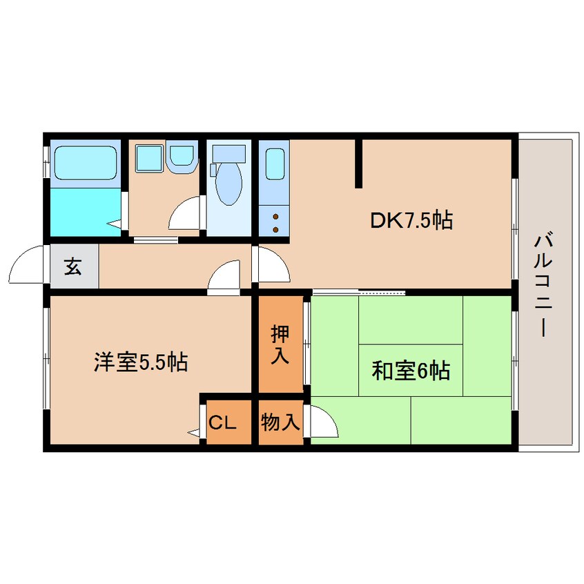 間取図 近鉄難波線・奈良線/学園前駅 バス9分朝日町1丁目下車:停歩4分 1階 築27年