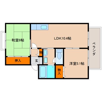 間取図 近鉄難波線・奈良線/学園前駅 徒歩22分 1階 築23年
