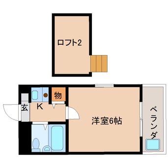 間取図 近鉄難波線・奈良線/富雄駅 徒歩5分 2階 築35年