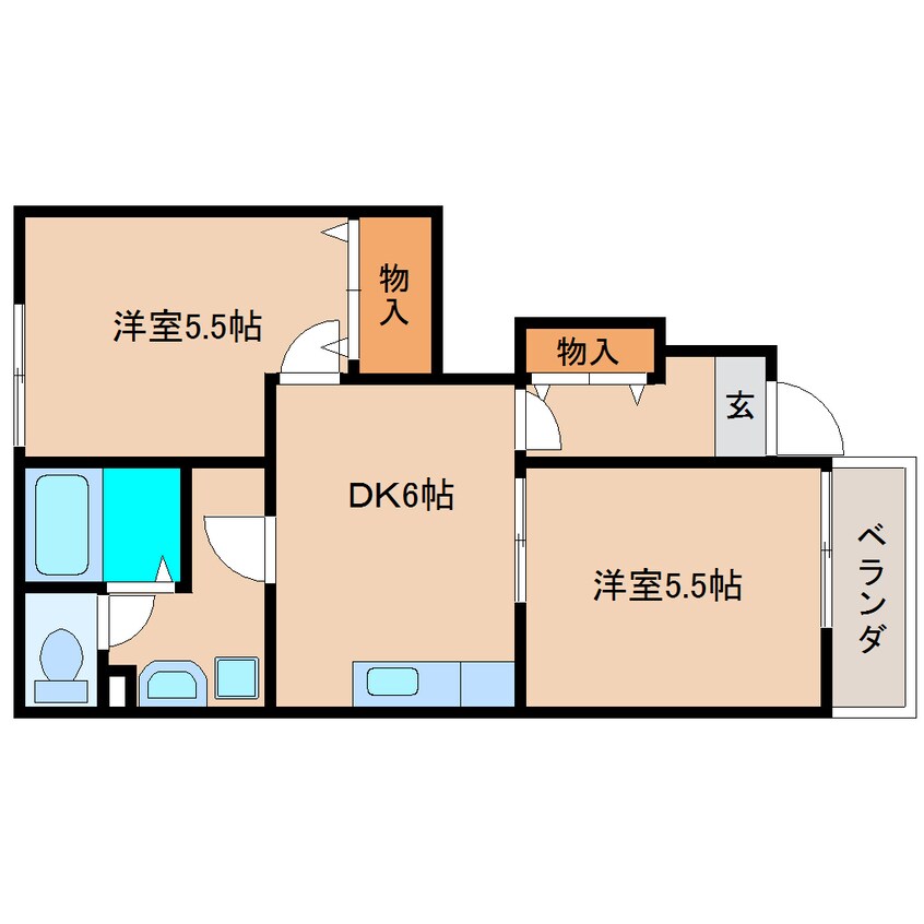 間取図 近鉄難波線・奈良線/富雄駅 バス5分春日橋下車:停歩5分 1階 築21年