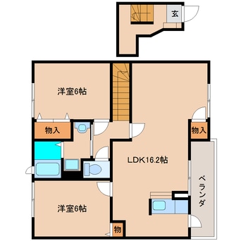 間取図 近鉄難波線・奈良線/富雄駅 バス5分春日橋下車:停歩6分 2階 築22年