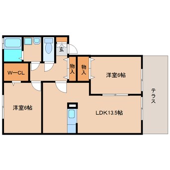 間取図 近鉄難波線・奈良線/富雄駅 徒歩11分 1階 築20年