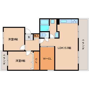 間取図 近鉄難波線・奈良線/富雄駅 徒歩5分 3階 築30年