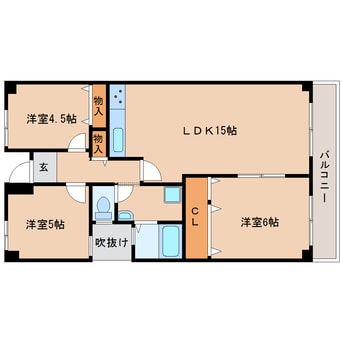 間取図 近鉄けいはんな線/学研奈良登美ケ丘駅 徒歩20分 2階 築35年