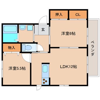 間取図 近鉄難波線・奈良線/学園前駅 徒歩6分 2階 築20年