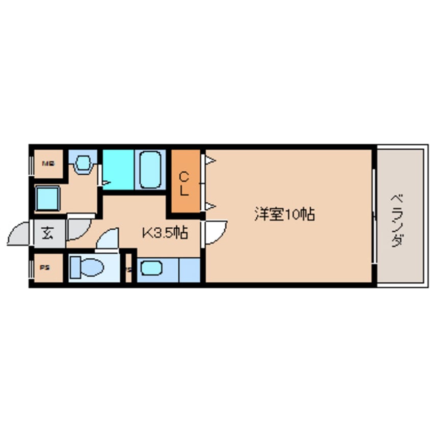 間取図 近鉄難波線・奈良線/富雄駅 徒歩9分 3階 築21年