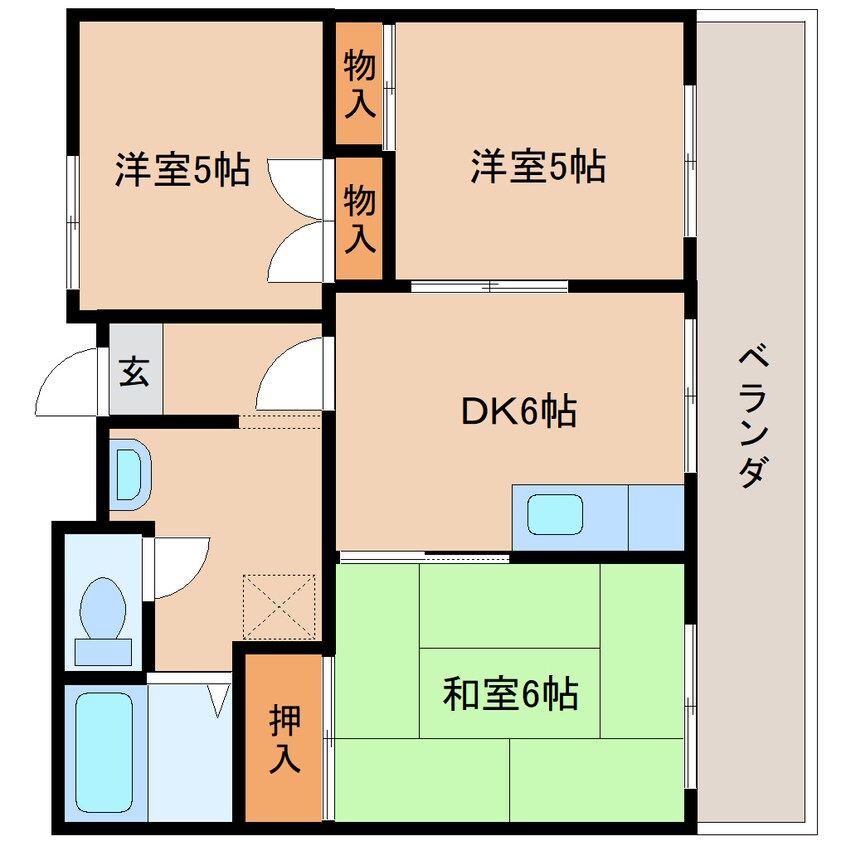 間取図 近鉄難波線・奈良線/菖蒲池駅 徒歩5分 3階 築35年