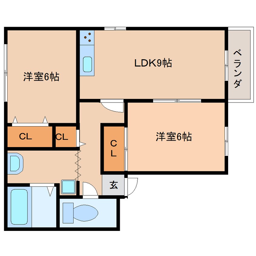 間取図 近鉄難波線・奈良線/学園前駅 徒歩10分 1階 築25年