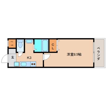 間取図 近鉄難波線・奈良線/富雄駅 徒歩5分 4階 築19年