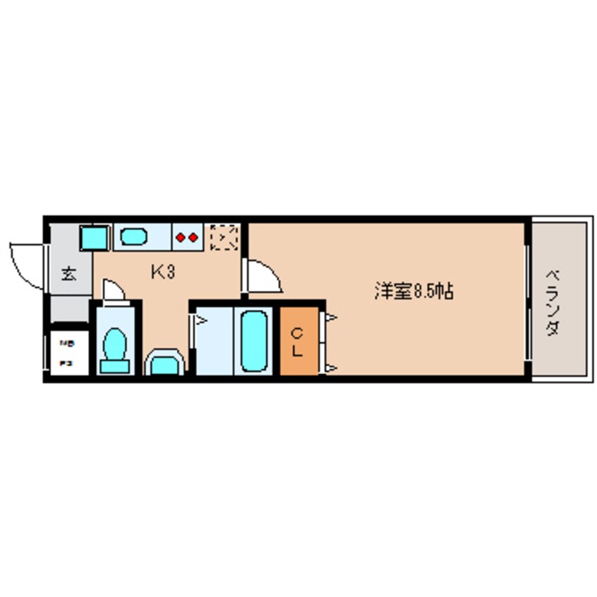 間取図 近鉄難波線・奈良線/富雄駅 徒歩5分 5階 築19年