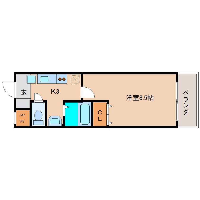 間取図 近鉄難波線・奈良線/富雄駅 徒歩5分 4階 築19年