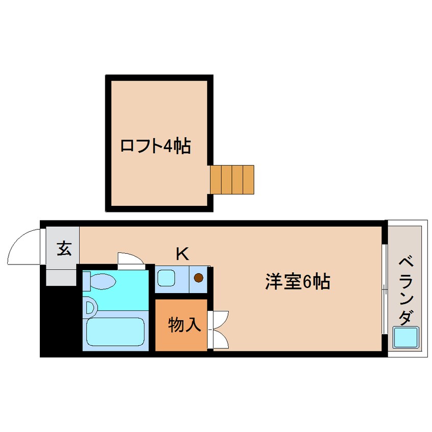 間取図 近鉄難波線・奈良線/富雄駅 徒歩4分 2階 築35年