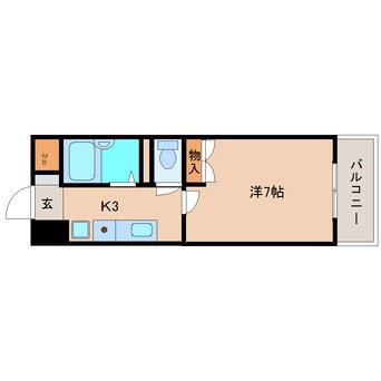間取図 近鉄難波線・奈良線/富雄駅 徒歩8分 2階 築23年