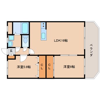 間取図 近鉄難波線・奈良線/富雄駅 徒歩12分 1階 築18年