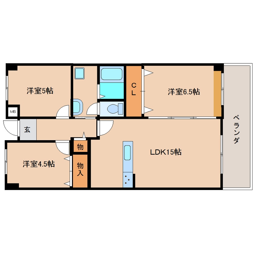 間取図 近鉄けいはんな線/学研奈良登美ケ丘駅 徒歩20分 1階 築35年