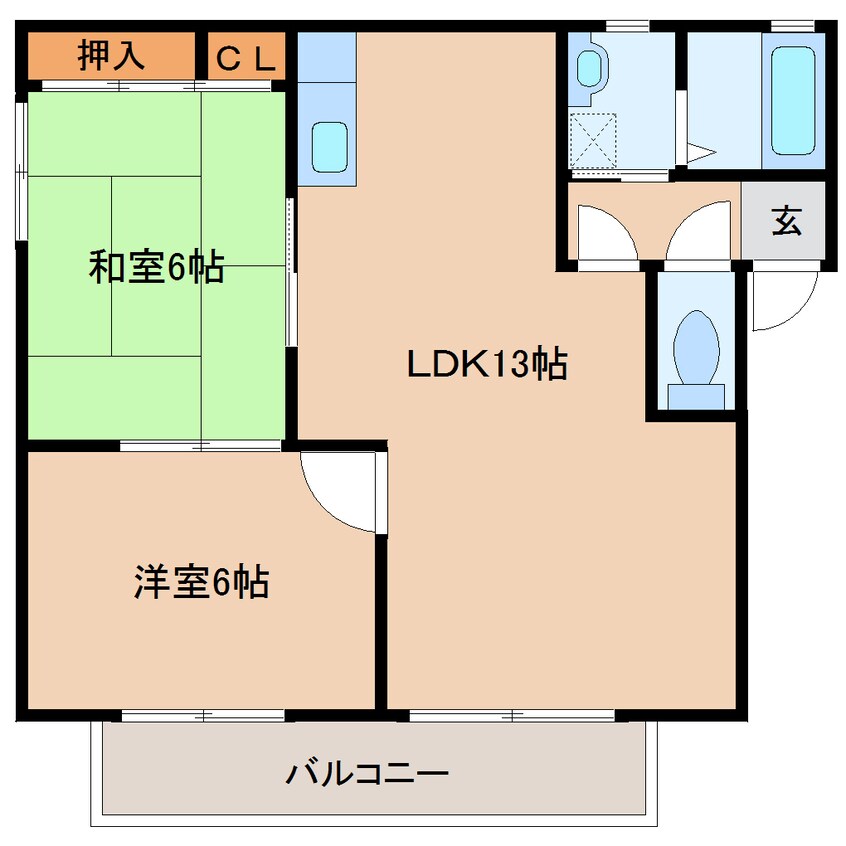 間取図 近鉄難波線・奈良線/学園前駅 バス15分五条山新町１丁目下車:停歩1分 2階 築24年