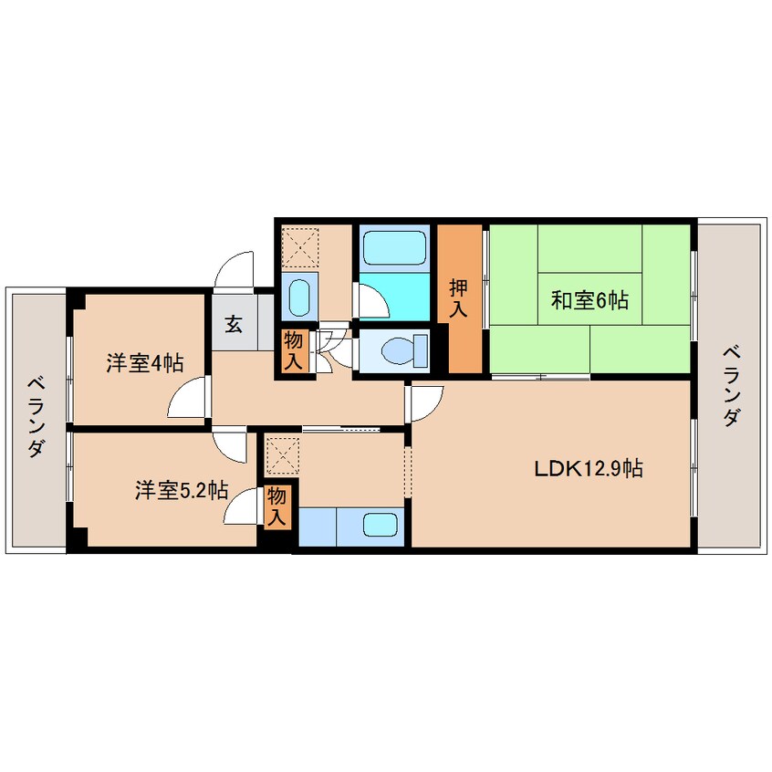 間取図 近鉄難波線・奈良線/学園前駅 徒歩8分 4階 築37年