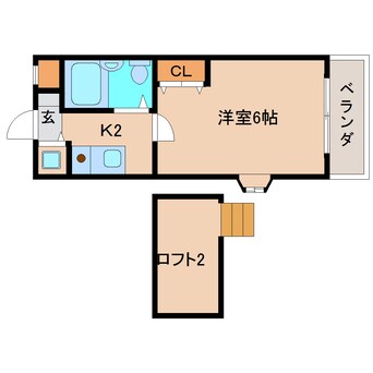 間取図 近鉄難波線・奈良線/菖蒲池駅 徒歩5分 2階 築33年