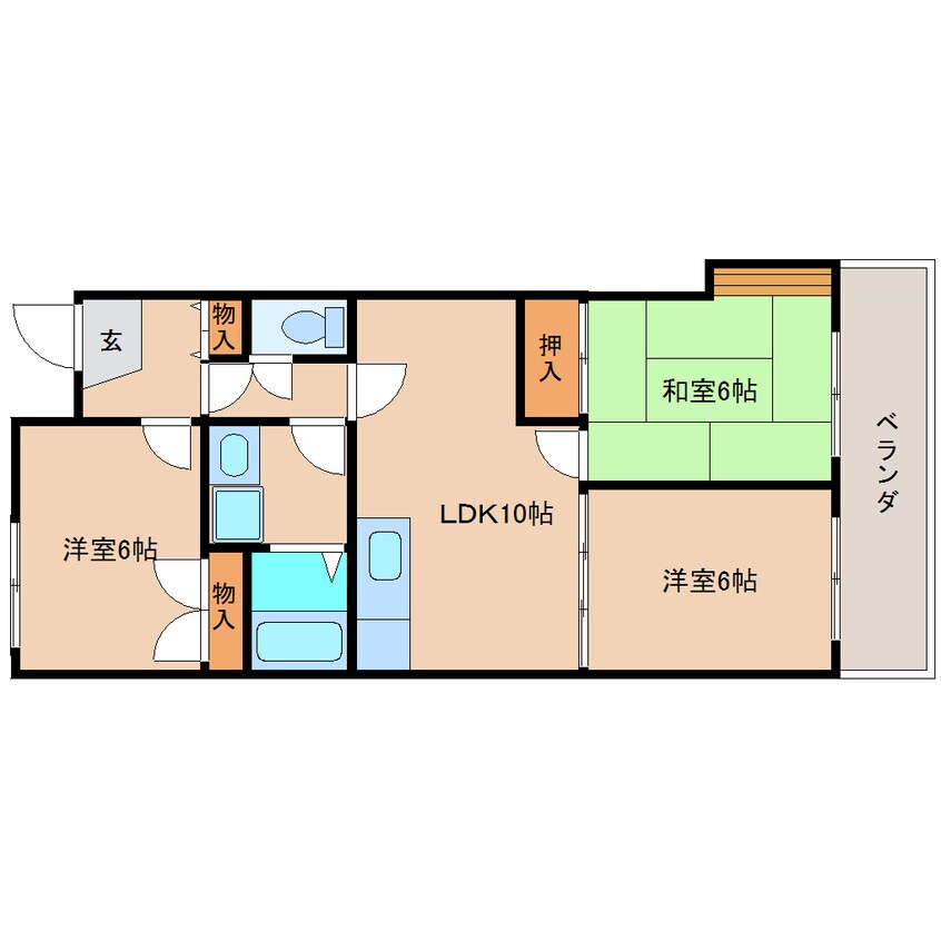 間取図 近鉄難波線・奈良線/富雄駅 徒歩11分 2階 築29年