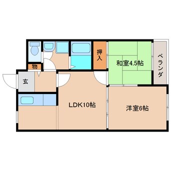 間取図 近鉄難波線・奈良線/富雄駅 徒歩11分 1階 築29年