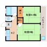 近鉄難波線・奈良線/菖蒲池駅 徒歩6分 2階 築53年 2Kの間取り