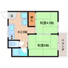 近鉄難波線・奈良線/学園前駅 徒歩15分 3階 築53年 2Kの間取り