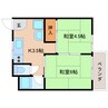 近鉄難波線・奈良線/学園前駅 徒歩15分 3階 築53年 2Kの間取り
