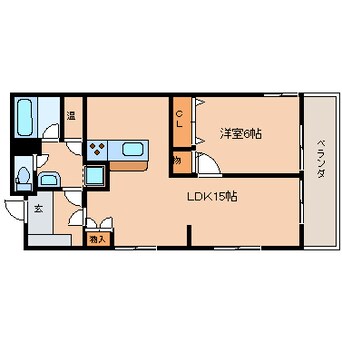 間取図 近鉄難波線・奈良線/学園前駅 徒歩9分 2階 築48年