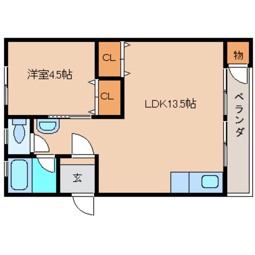 間取図 近鉄難波線・奈良線/学園前駅 徒歩10分 2階 築51年