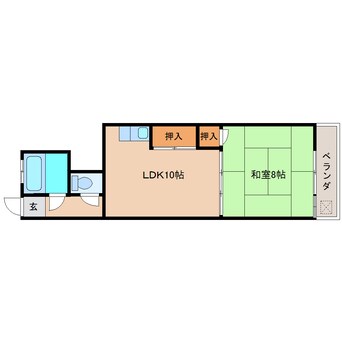 間取図 近鉄難波線・奈良線/富雄駅 徒歩5分 2階 築56年