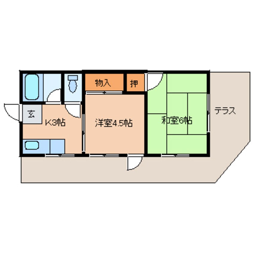 間取図 近鉄難波線・奈良線/菖蒲池駅 徒歩7分 1階 築49年