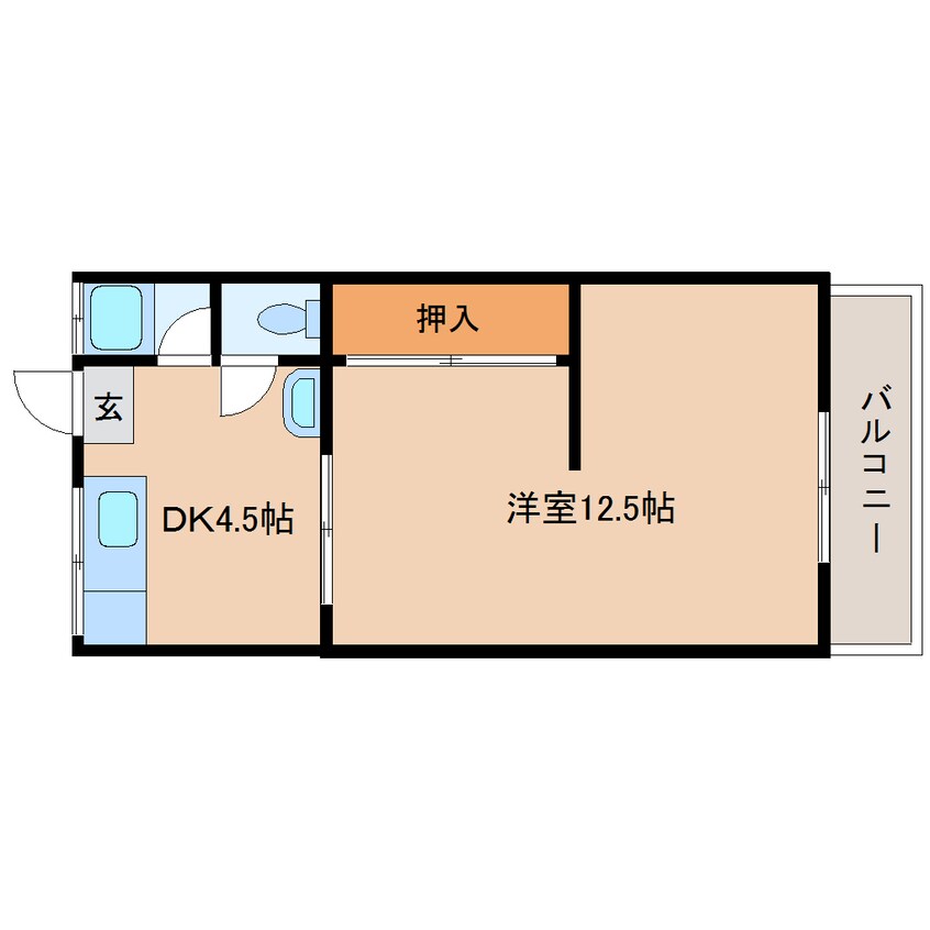 間取図 近鉄難波線・奈良線/学園前駅 徒歩10分 2階 築51年