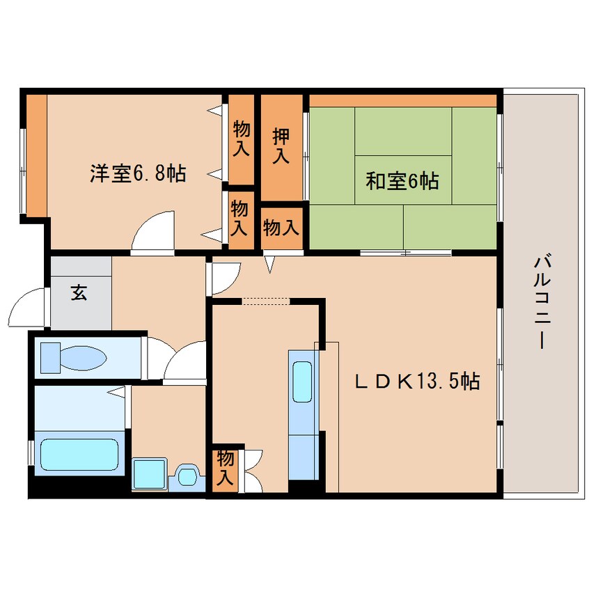 間取図 近鉄難波線・奈良線/学園前駅 徒歩4分 4階 築25年