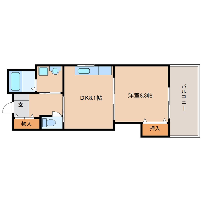 間取図 近鉄難波線・奈良線/学園前駅 徒歩4分 4階 築25年