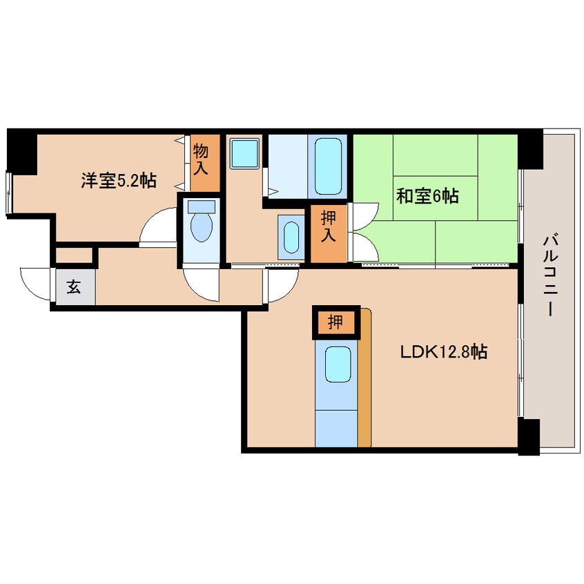 間取図 近鉄難波線・奈良線/学園前駅 徒歩4分 4階 築25年