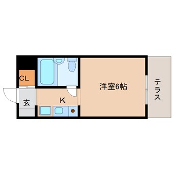 間取図 近鉄難波線・奈良線/富雄駅 徒歩3分 1階 築34年