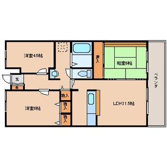 間取図 近鉄難波線・奈良線/学園前駅 徒歩4分 1階 築30年