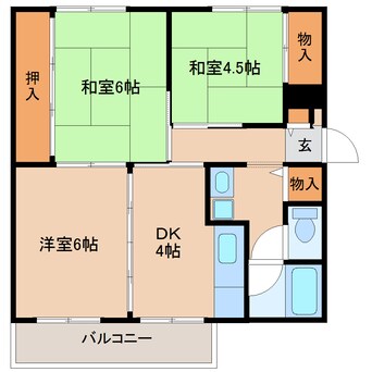 間取図 近鉄けいはんな線/学研奈良登美ケ丘駅 徒歩12分 3階 築55年