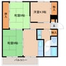 近鉄けいはんな線/学研奈良登美ケ丘駅 徒歩12分 3階 築56年 2LDKの間取り