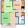 近鉄けいはんな線/学研奈良登美ケ丘駅 徒歩12分 3階 築56年 2LDKの間取り