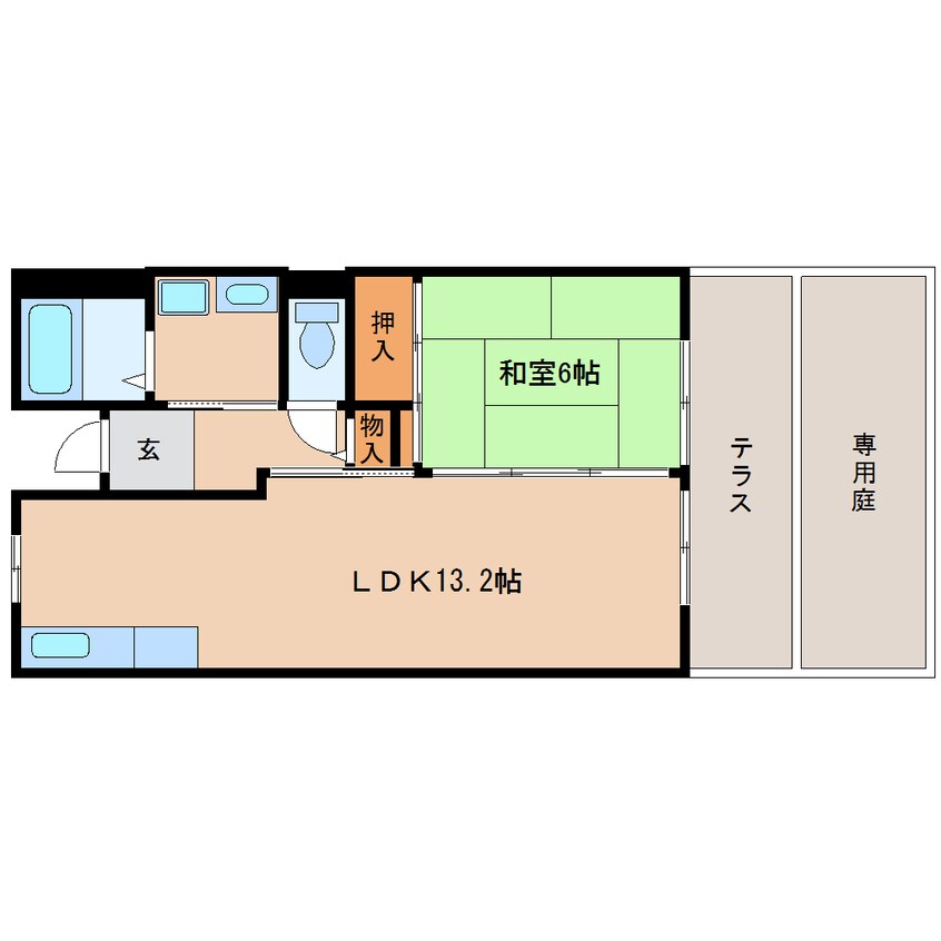 間取図 近鉄難波線・奈良線/学園前駅 徒歩7分 1階 築15年