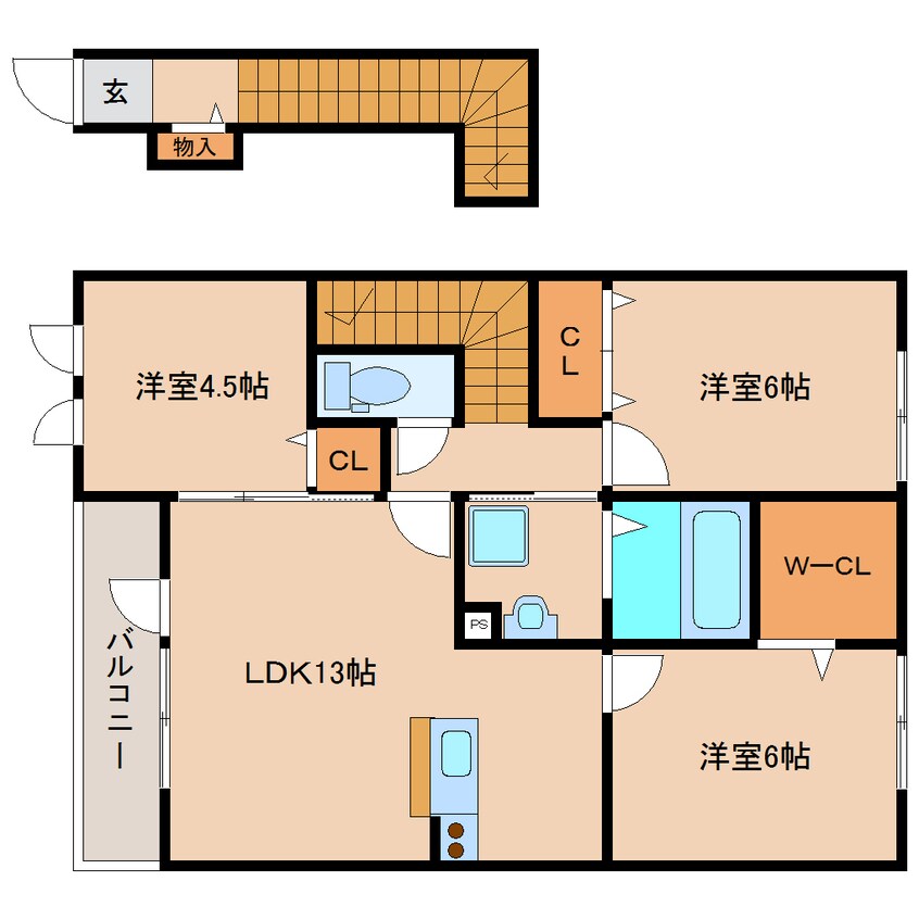 間取図 近鉄難波線・奈良線/学園前駅 徒歩10分 2階 築11年