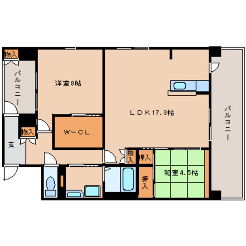 間取図 近鉄難波線・奈良線/学園前駅 徒歩8分 1階 築10年