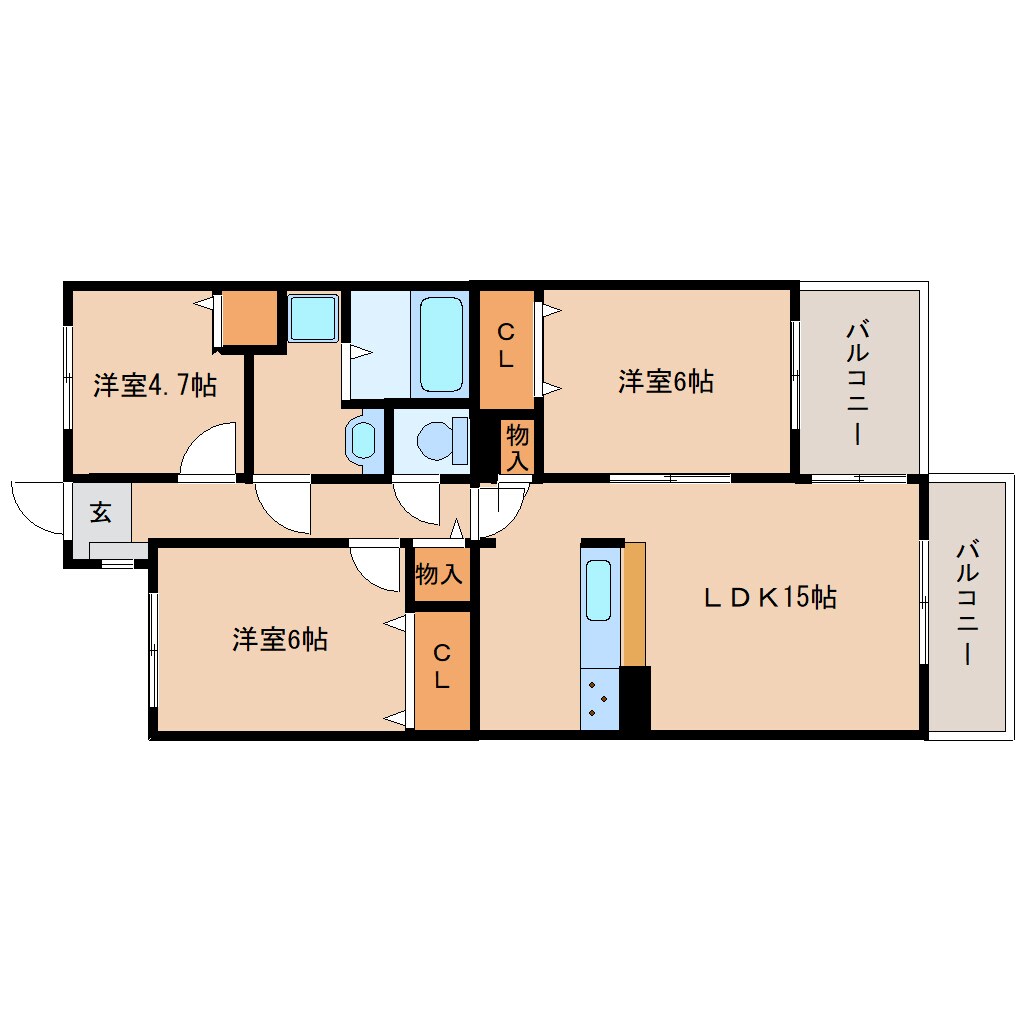 間取り図 近鉄難波線・奈良線/学園前駅 徒歩10分 4階 築27年