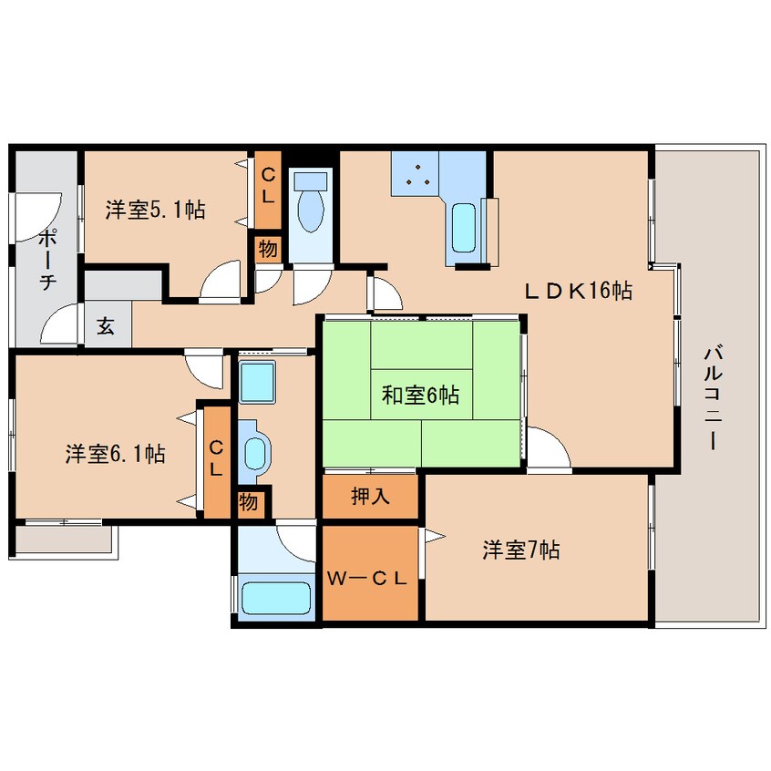 間取図 近鉄けいはんな線/学研奈良登美ケ丘駅 徒歩8分 2階 築24年