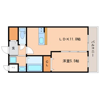 間取図 近鉄難波線・奈良線/菖蒲池駅 徒歩1分 2階 築5年