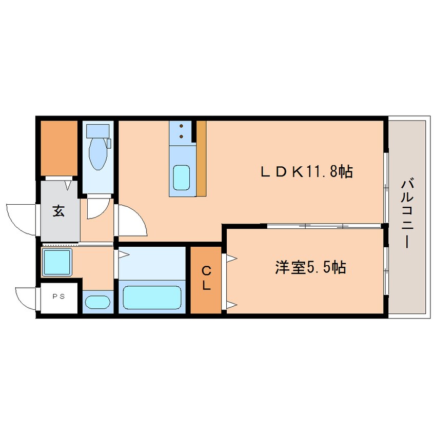 間取図 近鉄難波線・奈良線/菖蒲池駅 徒歩1分 2階 築5年