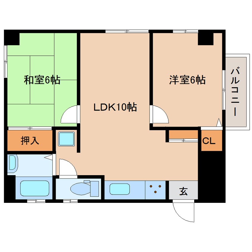 間取図 近鉄難波線・奈良線/富雄駅 徒歩1分 4階 築43年